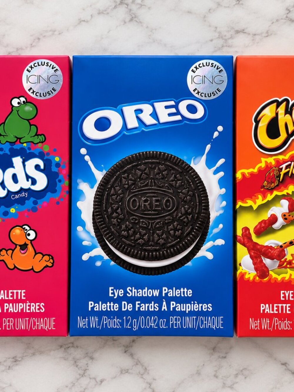 Set of 3 ICING Exclusive Candy Eyeshadow Palettes – Nerds, Oreo & Cheetos